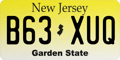 NJ license plate B63XUQ