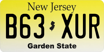 NJ license plate B63XUR