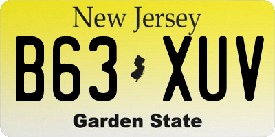 NJ license plate B63XUV