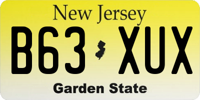 NJ license plate B63XUX