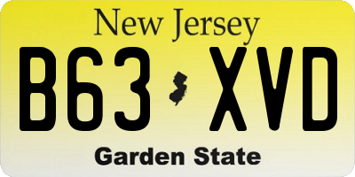 NJ license plate B63XVD