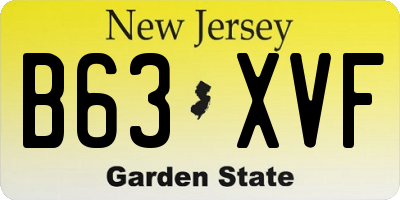 NJ license plate B63XVF