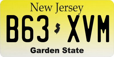 NJ license plate B63XVM