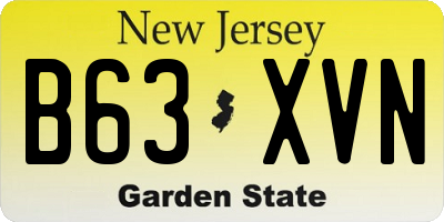 NJ license plate B63XVN