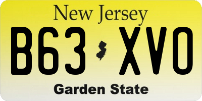 NJ license plate B63XVO