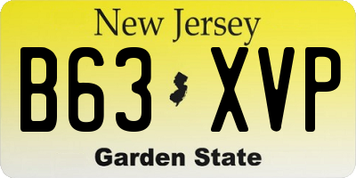 NJ license plate B63XVP