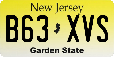 NJ license plate B63XVS