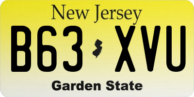NJ license plate B63XVU