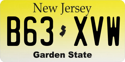 NJ license plate B63XVW