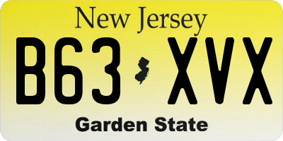 NJ license plate B63XVX