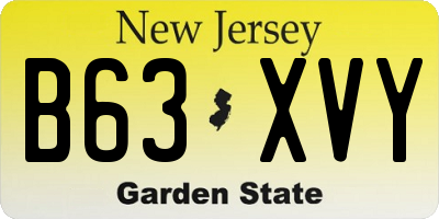 NJ license plate B63XVY