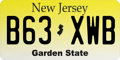 NJ license plate B63XWB