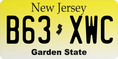 NJ license plate B63XWC