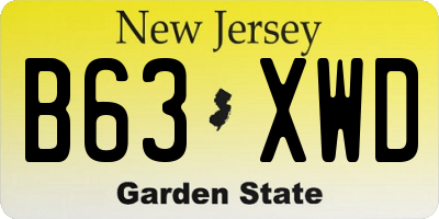 NJ license plate B63XWD
