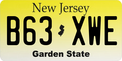 NJ license plate B63XWE