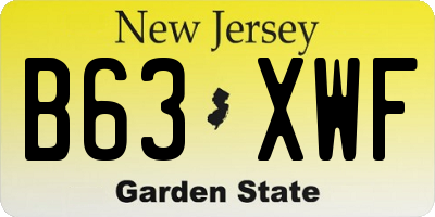 NJ license plate B63XWF