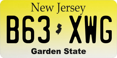 NJ license plate B63XWG