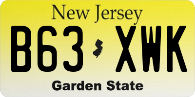 NJ license plate B63XWK