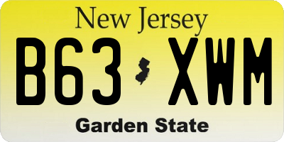 NJ license plate B63XWM