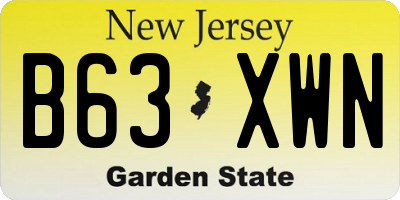 NJ license plate B63XWN