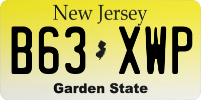 NJ license plate B63XWP