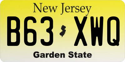 NJ license plate B63XWQ