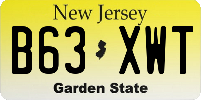 NJ license plate B63XWT