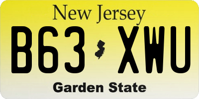 NJ license plate B63XWU