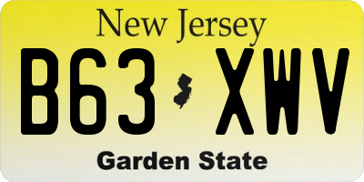 NJ license plate B63XWV