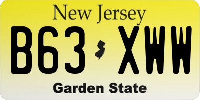 NJ license plate B63XWW