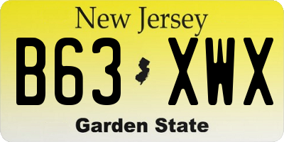NJ license plate B63XWX
