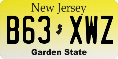 NJ license plate B63XWZ