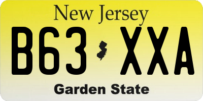 NJ license plate B63XXA