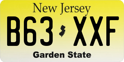 NJ license plate B63XXF