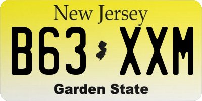 NJ license plate B63XXM
