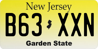 NJ license plate B63XXN