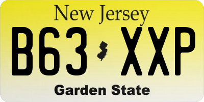 NJ license plate B63XXP