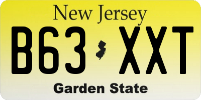 NJ license plate B63XXT
