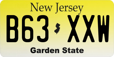 NJ license plate B63XXW