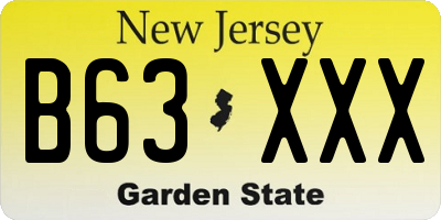 NJ license plate B63XXX