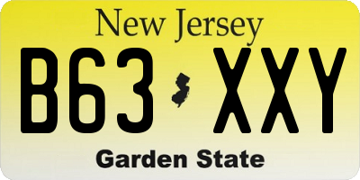NJ license plate B63XXY