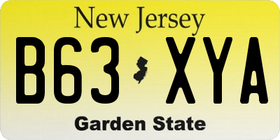 NJ license plate B63XYA