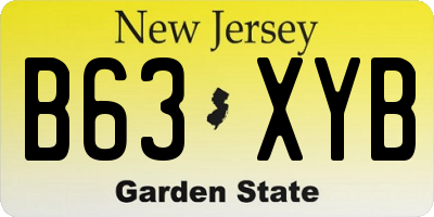 NJ license plate B63XYB