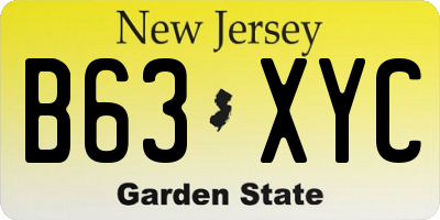 NJ license plate B63XYC