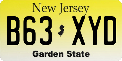 NJ license plate B63XYD