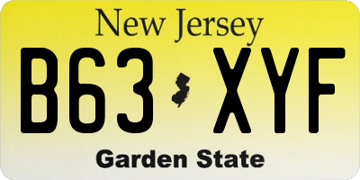 NJ license plate B63XYF