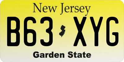 NJ license plate B63XYG
