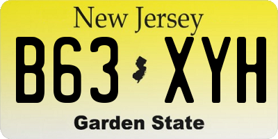 NJ license plate B63XYH