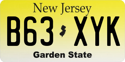 NJ license plate B63XYK