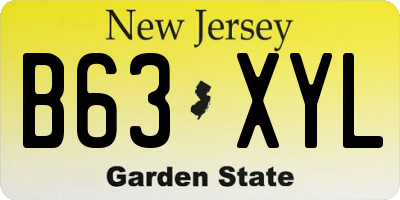 NJ license plate B63XYL